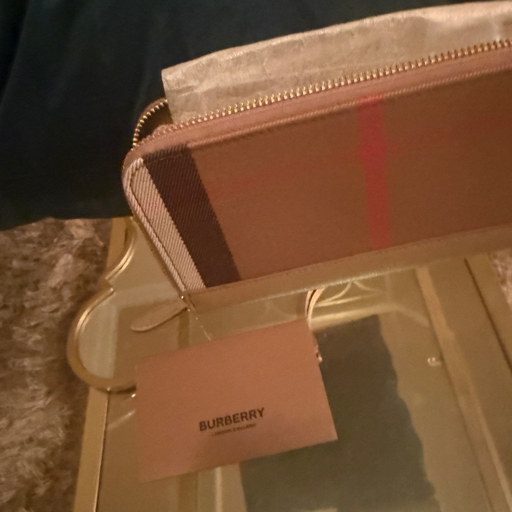 Burberry Tan and Red Wallet